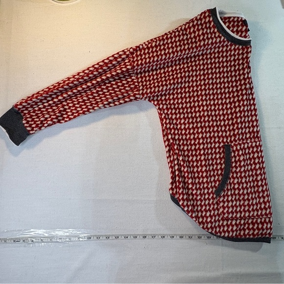 Simply Vera Vera Wang Red and White Patterned Fleece Sweatshirt Large Womens - Picture 3 of 7